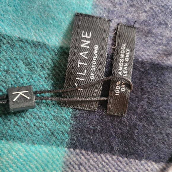 Luxury Kiltane Of Scotland 100% Lambswool Blue & Black Check Scarf For Men & Wom - Picture 3 of 6